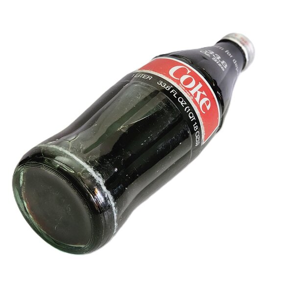 RARE 1977 Original SEALED Coca-Cola 1Ltr Green Glass Hobble Skirt Bottle Vintage - Picture 9 of 12